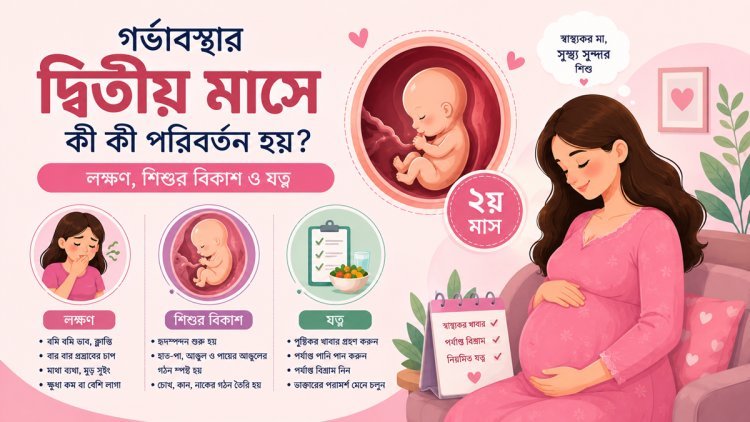 গর্ভাবস্থার দ্বিতীয় মাসে কী কী পরিবর্তন হয়? লক্ষণ, শিশুর বিকাশ ও যত্ন