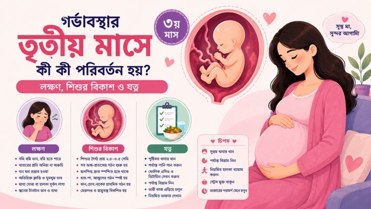 গর্ভাবস্থার তৃতীয় মাসে কী কী পরিবর্তন হয়? লক্ষণ, শিশুর বিকাশ ও যত্ন